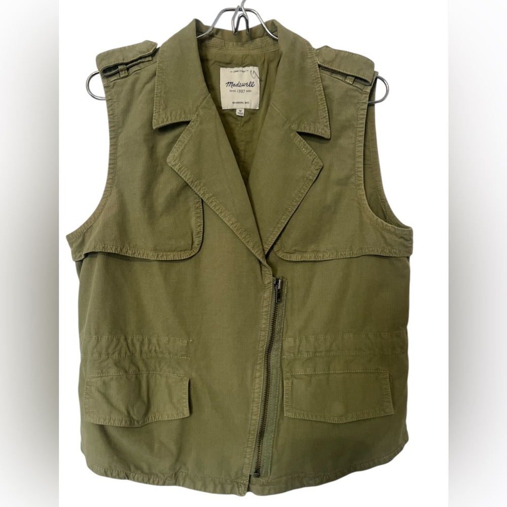Madewell Green Utility Vest with Epaulette Details